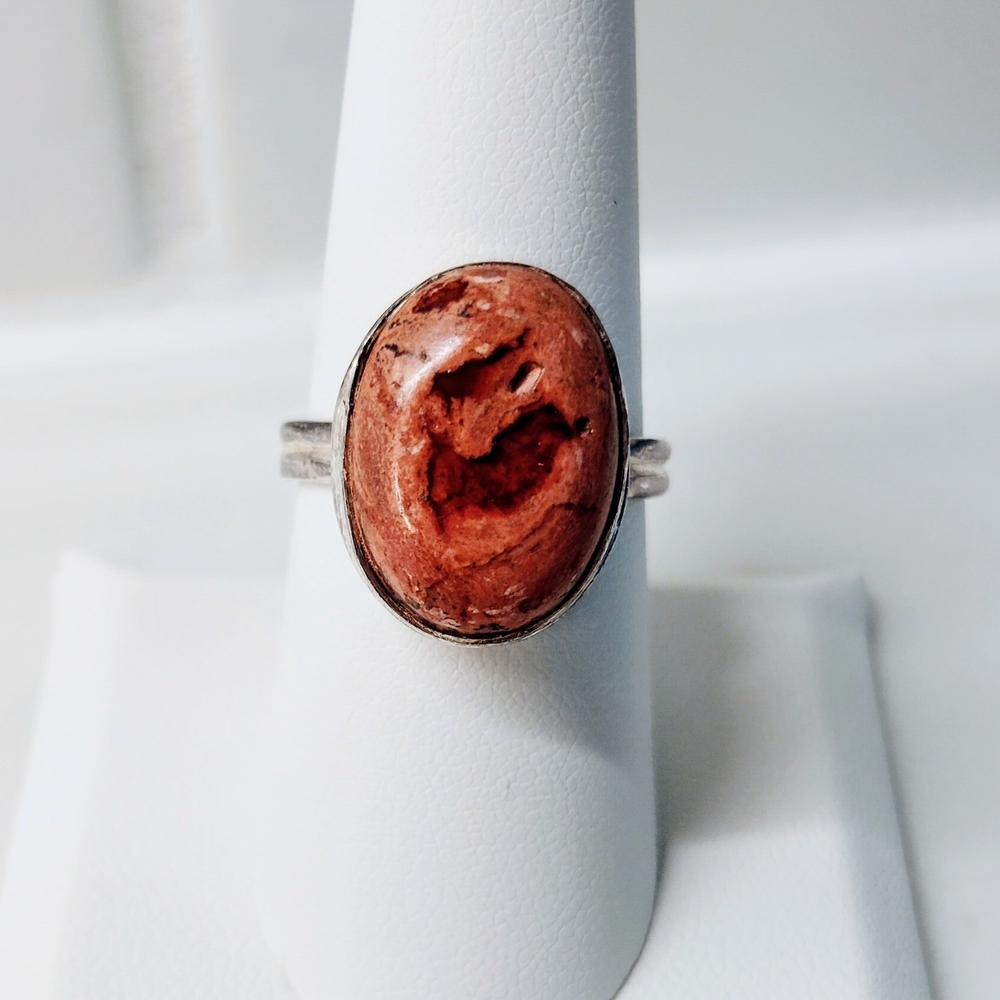 New 925 Sterling Silver Mexican Fire Opal Ring Size 7.5